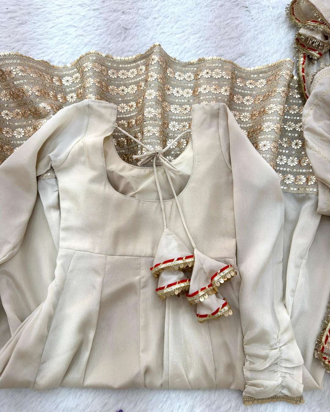Chinon Silk Anarkali Gown Set