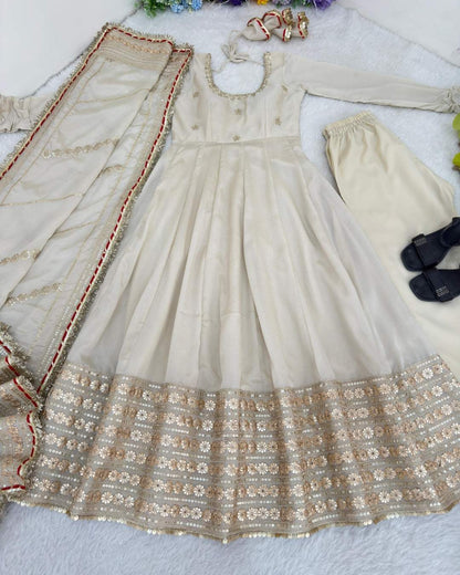 Chinon Silk Anarkali Gown Set