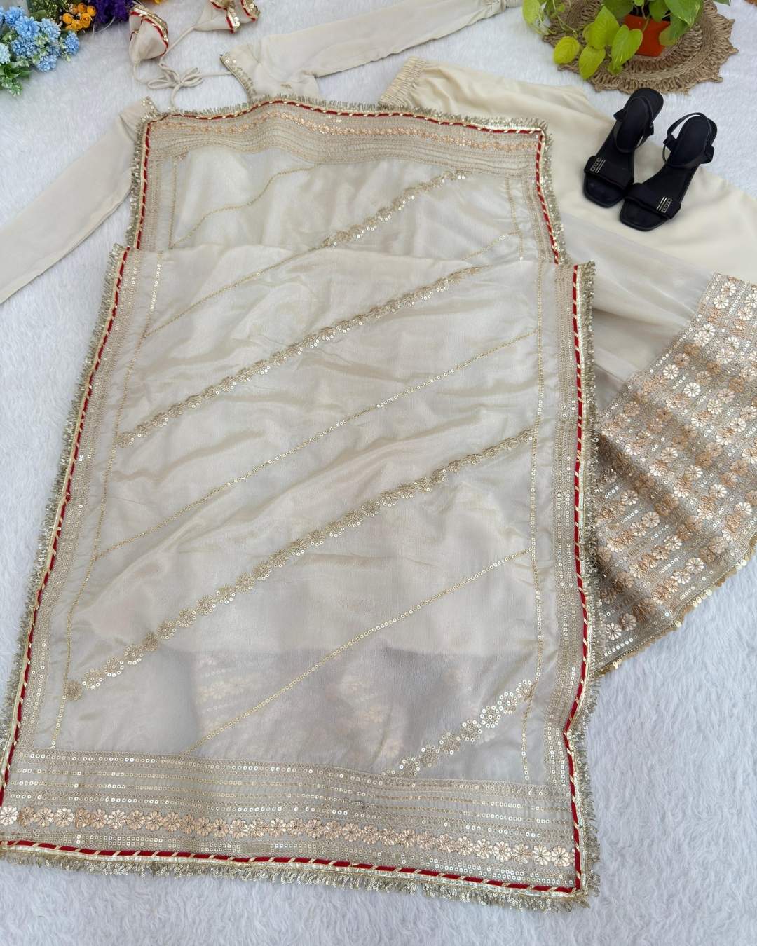Chinon Silk Anarkali Gown Set