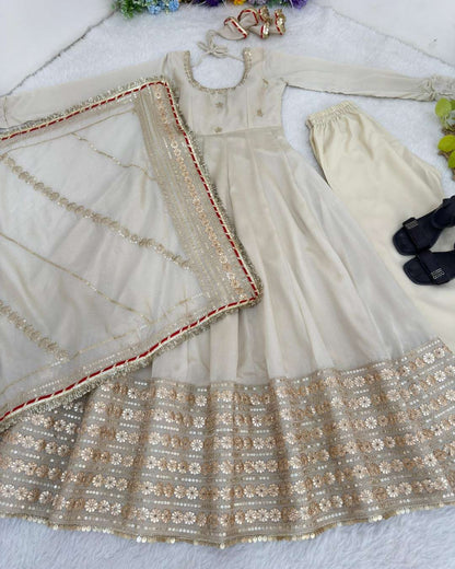 Chinon Silk Anarkali Gown Set