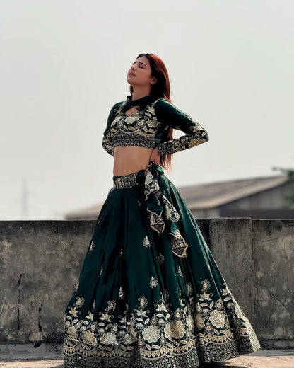 Chinon Silk Embroidered Lehenga Choli for All Occasions