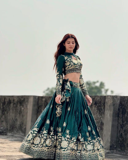 Chinon Silk Embroidered Lehenga Choli for All Occasions

