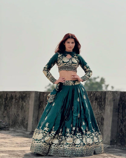 Chinon Silk Embroidered Lehenga Choli for All Occasions
