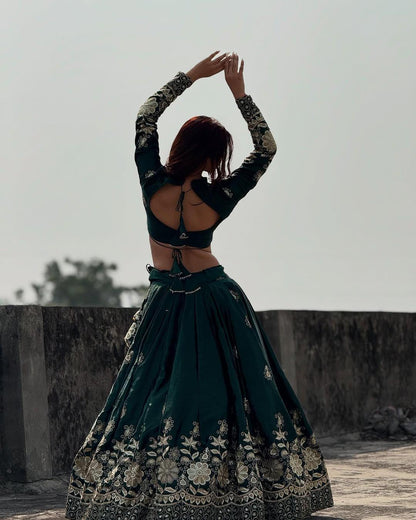 Chinon Silk Embroidered Lehenga Choli for All Occasions
