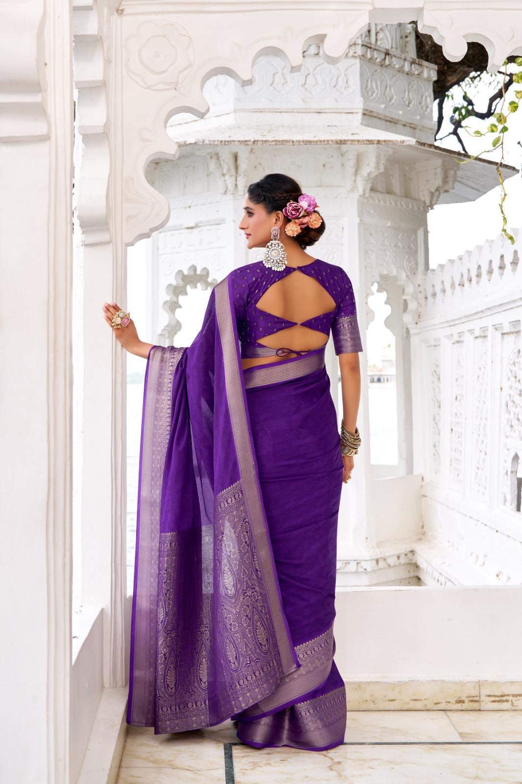 Classic Party Wear Saree with Golden Border Work