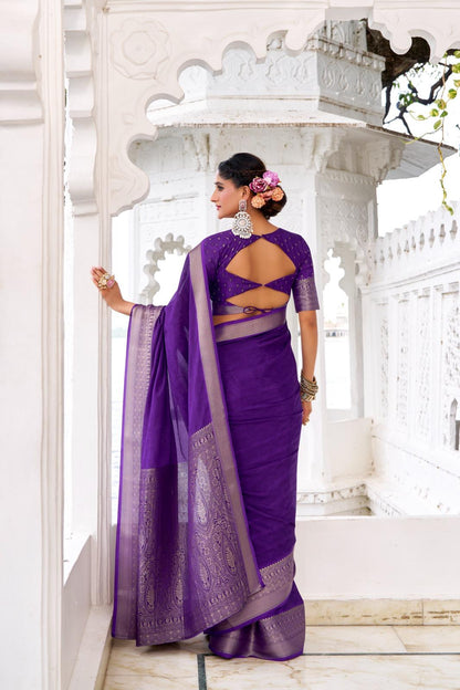 Classic Party Wear Saree with Golden Border Work