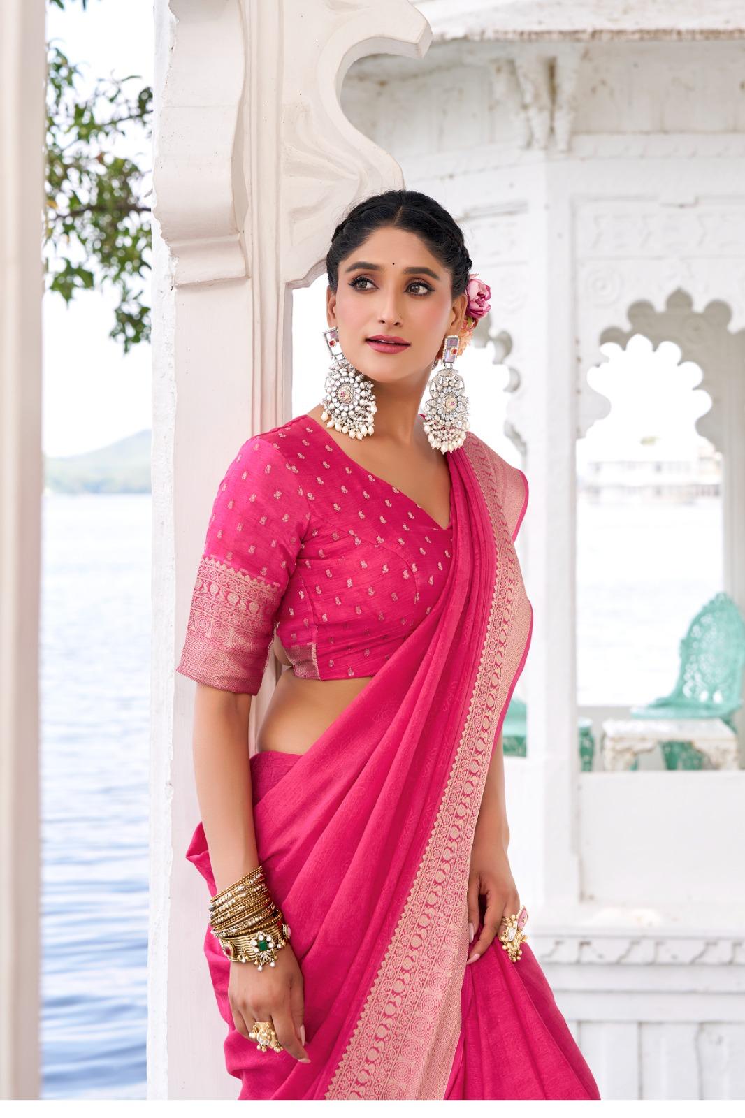 Classic Party Wear Saree with Golden Border Work