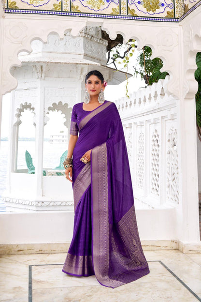 Classic Party Wear Saree with Golden Border Work