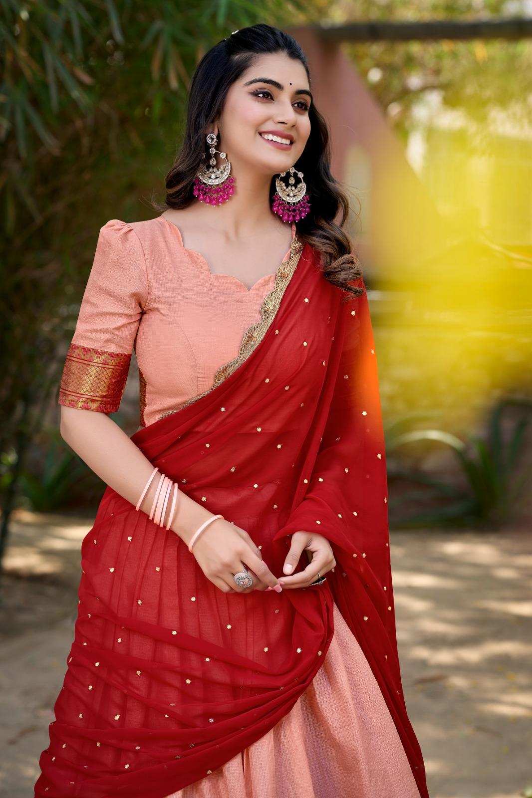 Cotton Silk Lehenga Choli with Embroidered Dupatta