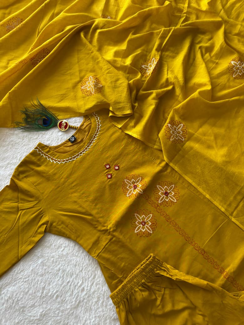 Designer A-Line Kurti Pent Dupatta Set