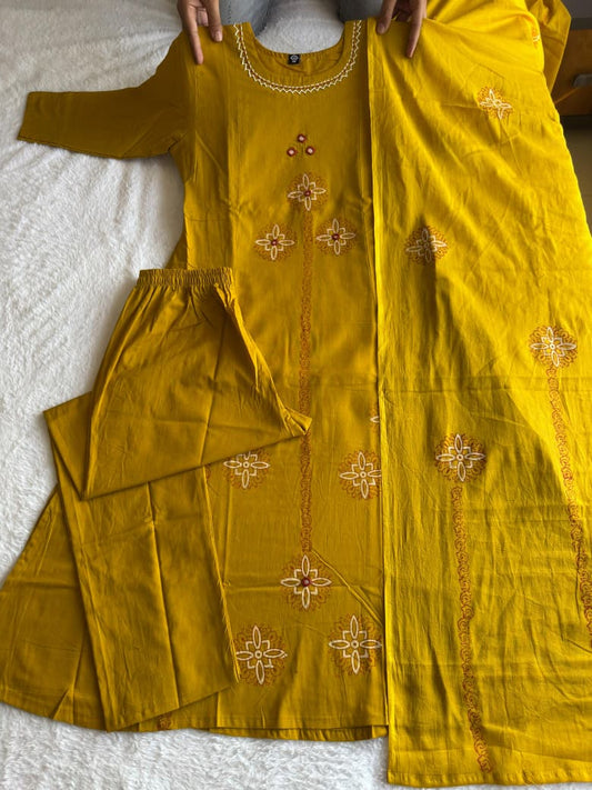 Designer A-Line Kurti Pent Dupatta Set