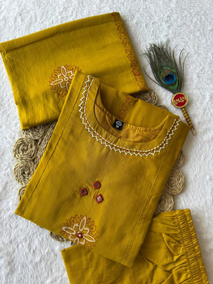Designer A-Line Kurti Pent Dupatta Set