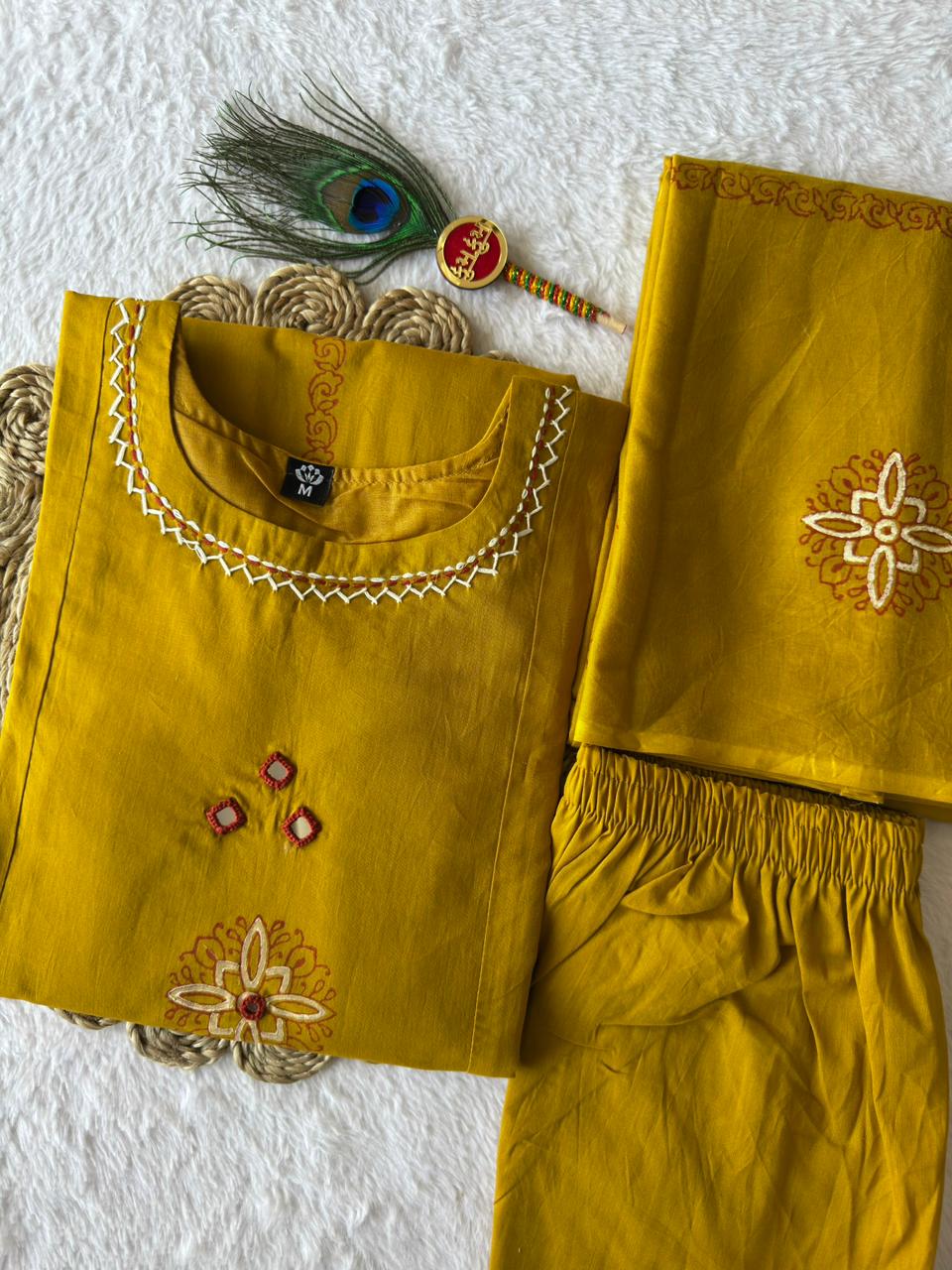 Designer A-Line Kurti Pent Dupatta Set