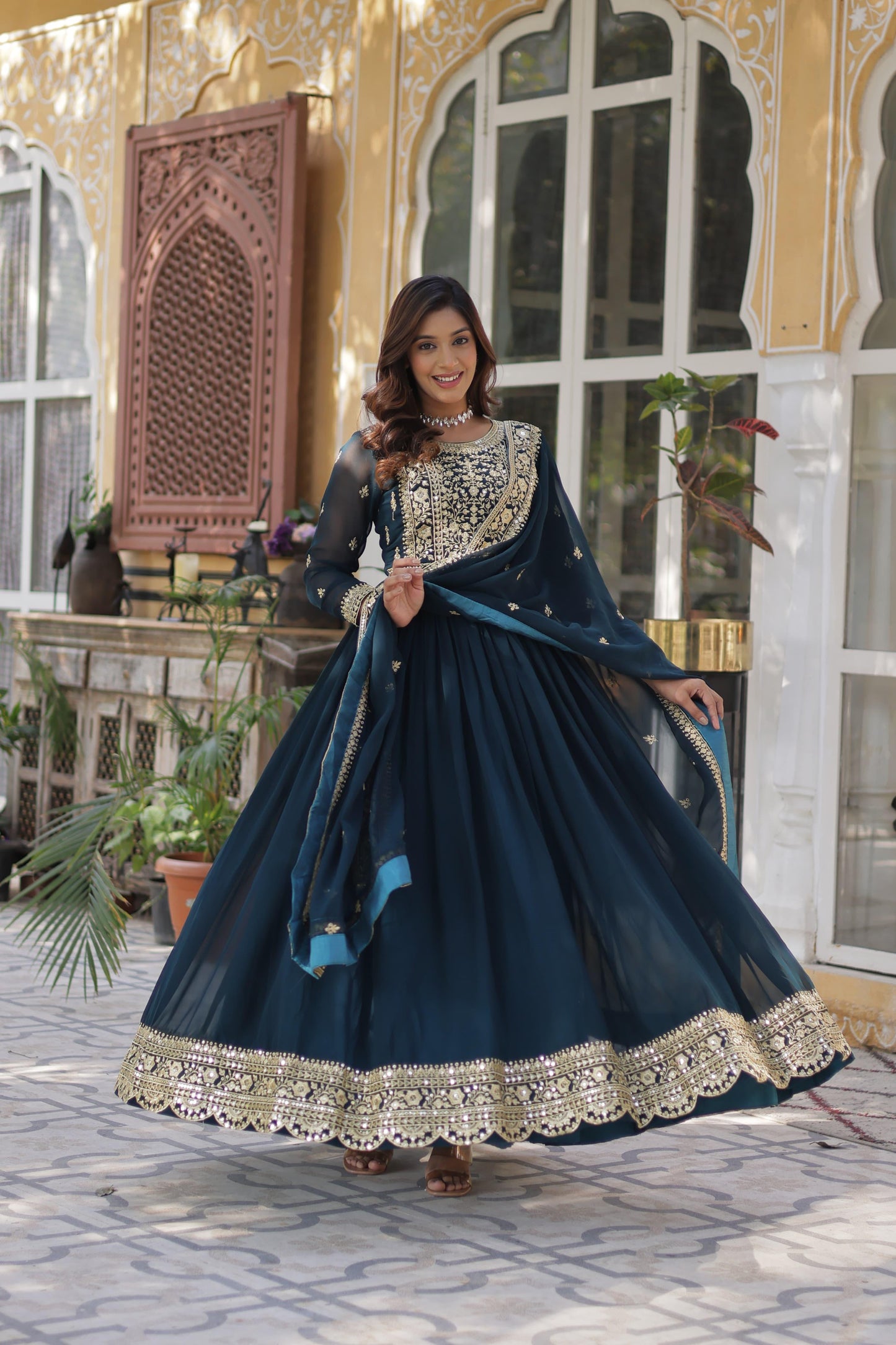 Designer Anarkali Dress with Dupatta for Special Occasion