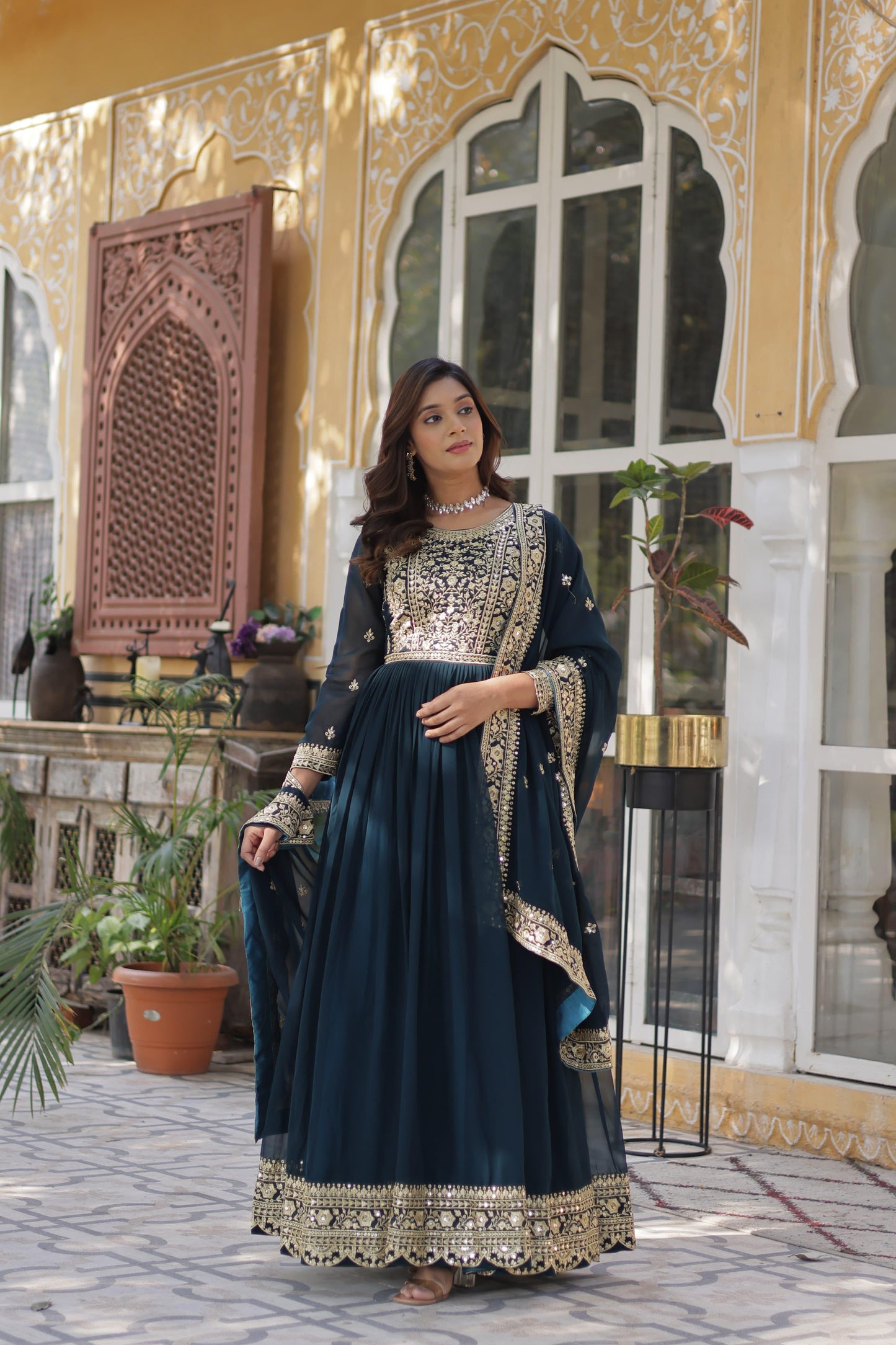 Designer Anarkali Dress with Dupatta for Special Occasion