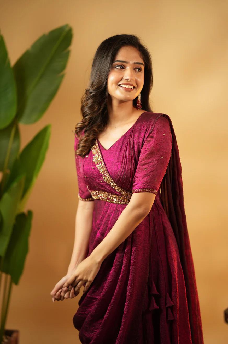 Designer Anarkali Fandy Silk Saree for Women