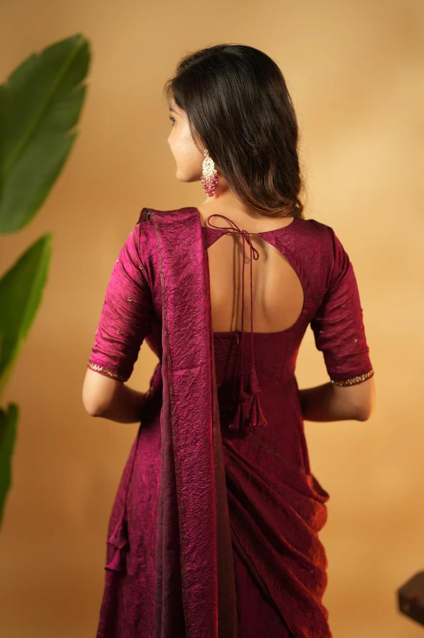 Designer Anarkali Fandy Silk Saree for Women