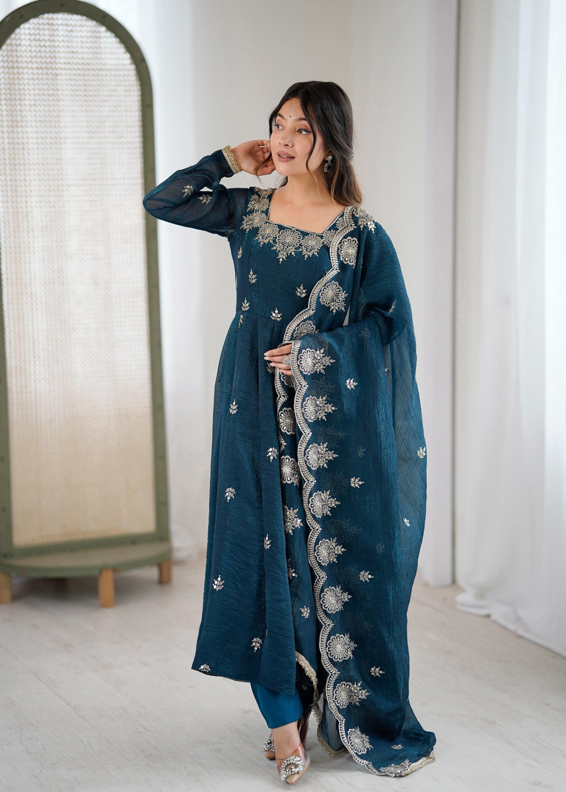 Designer Anarkali Three Piece Set for Women