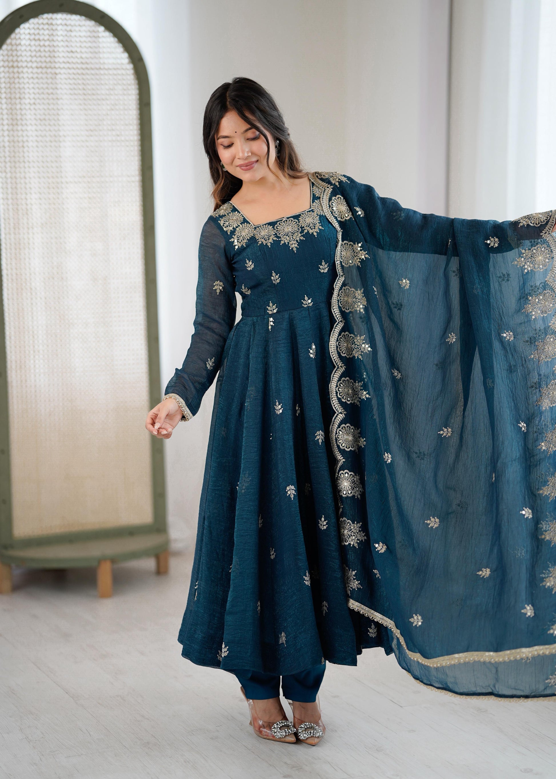 Designer Anarkali Three Piece Set for Women