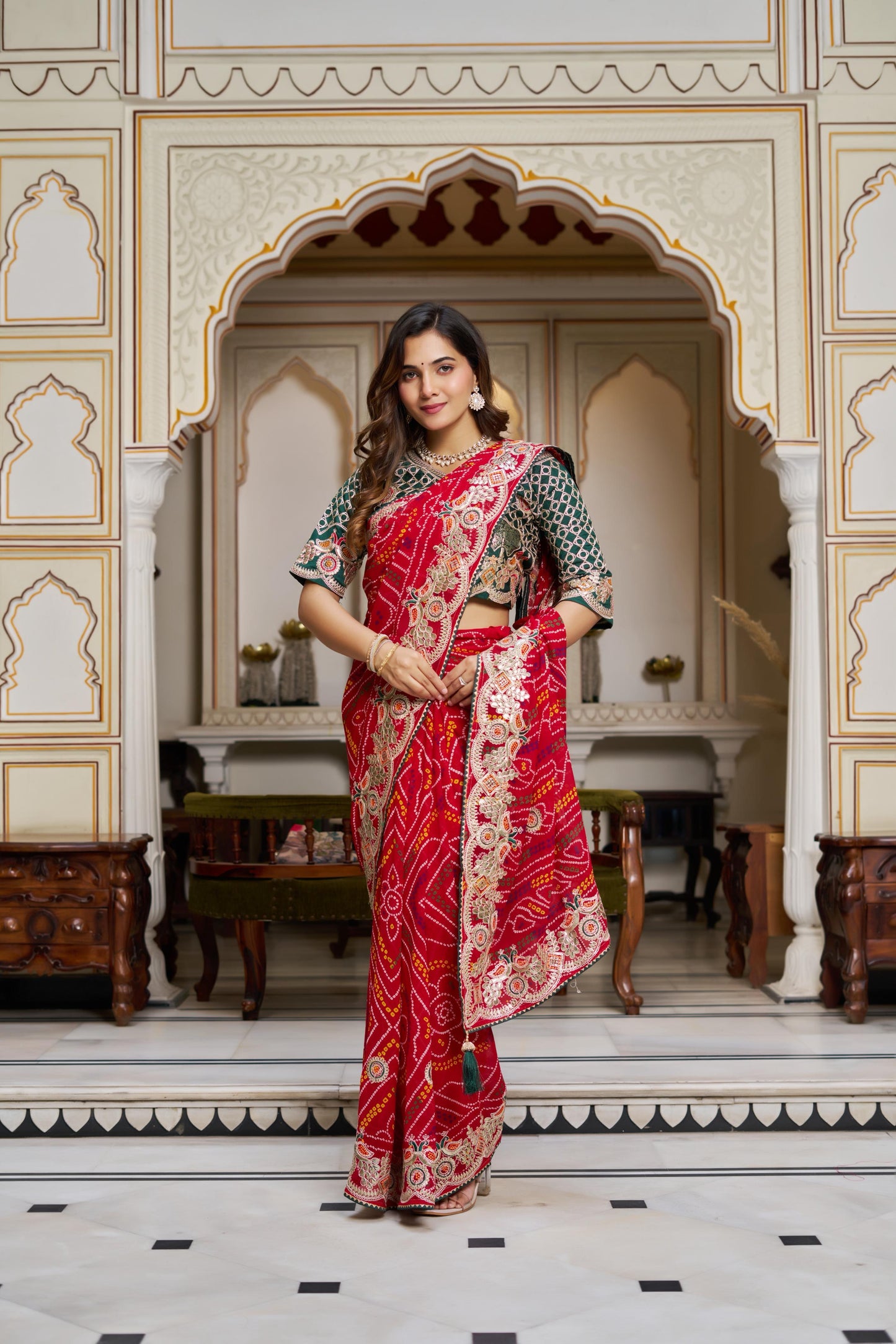 Designer Bandrej Saree for Indian Festival
