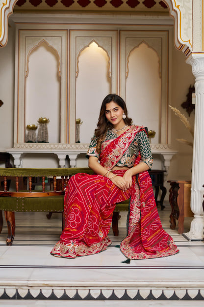 Designer Bandrej Saree for Indian Festival