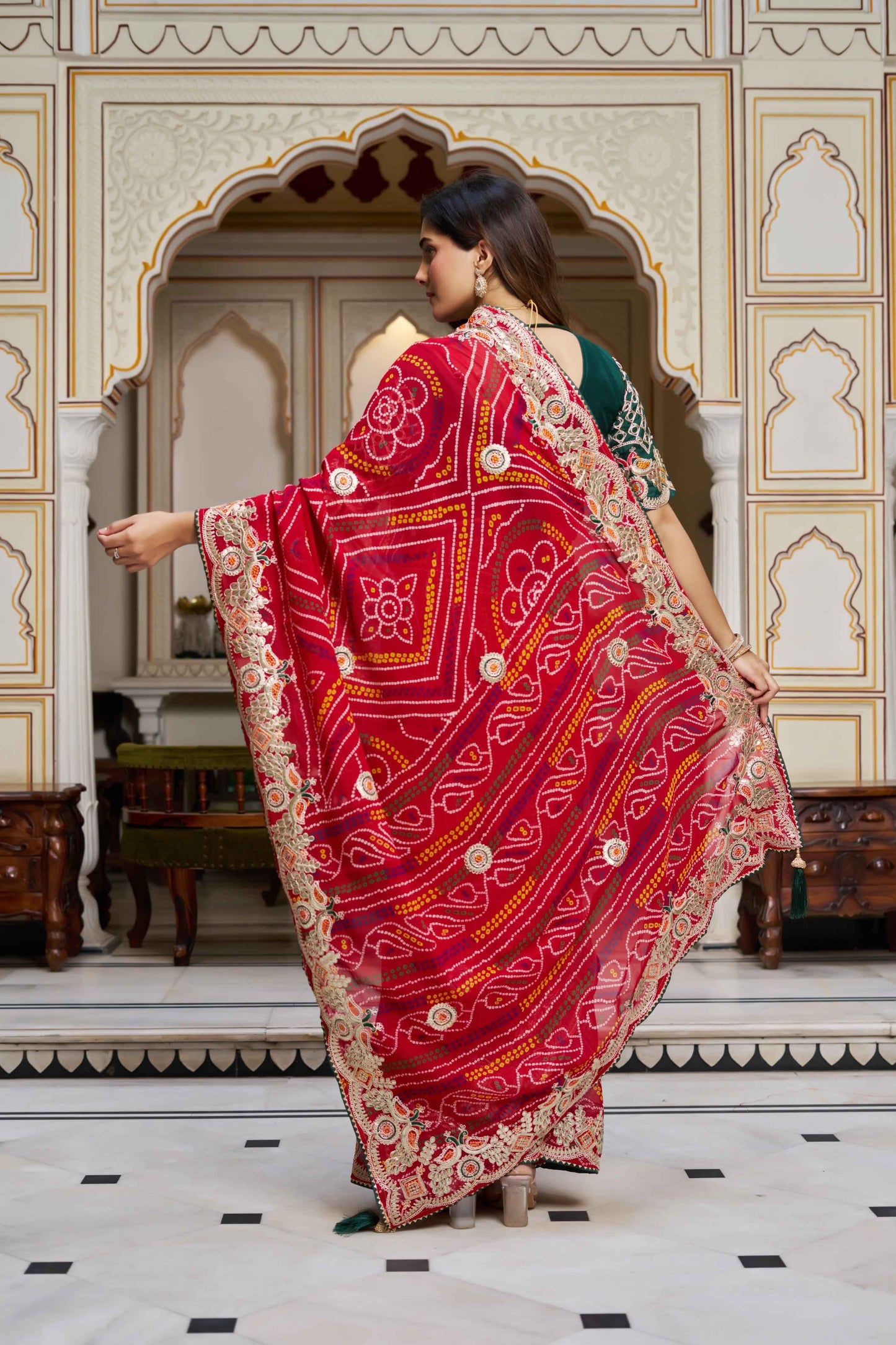 Designer Bandrej Saree for Indian Festival