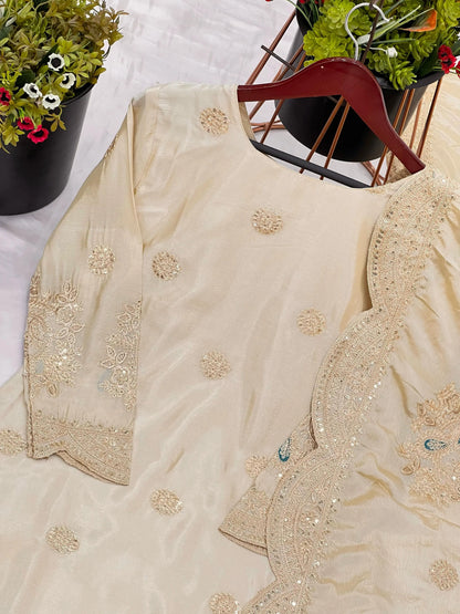Designer Cream Sharara Suit