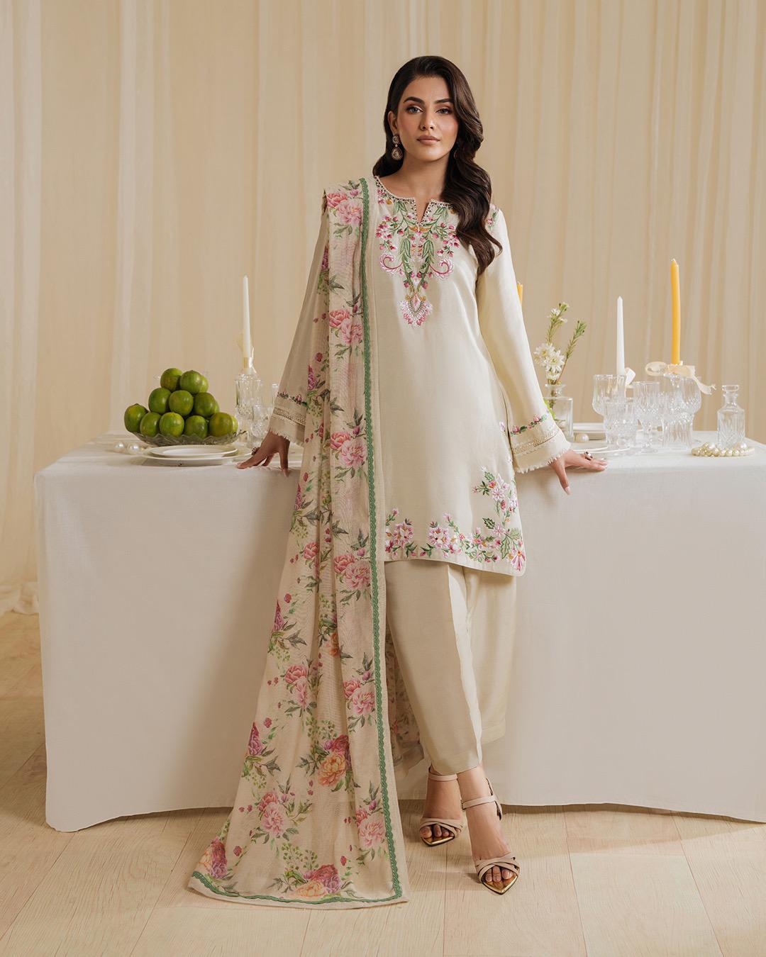 Designer Crepe Top with Palazzo and Printed Dupatta Set