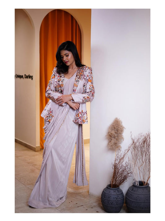Designer Embroidered Blazer Gown for Contemporary Look