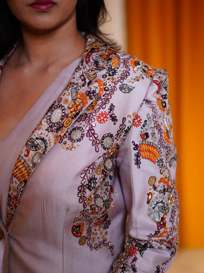 Designer Embroidered Blazer Gown for Contemporary Look