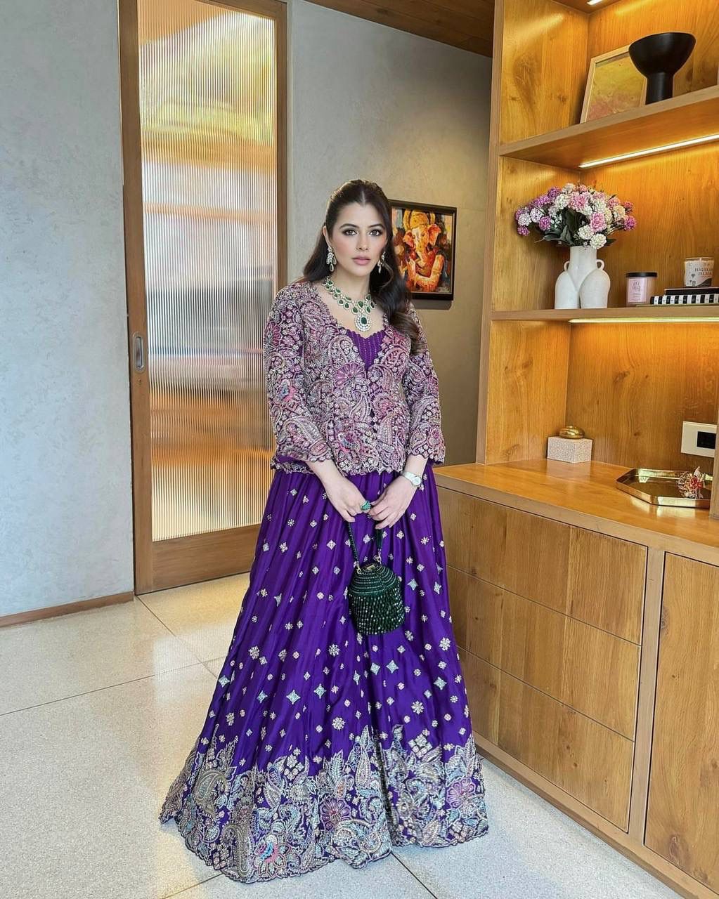 Designer Embroidered Gown with Koti for Festive Wear