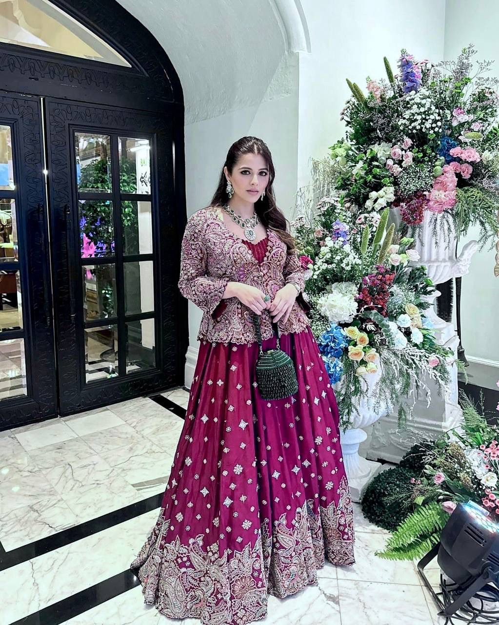 Designer Embroidered Gown with Koti for Festive Wear