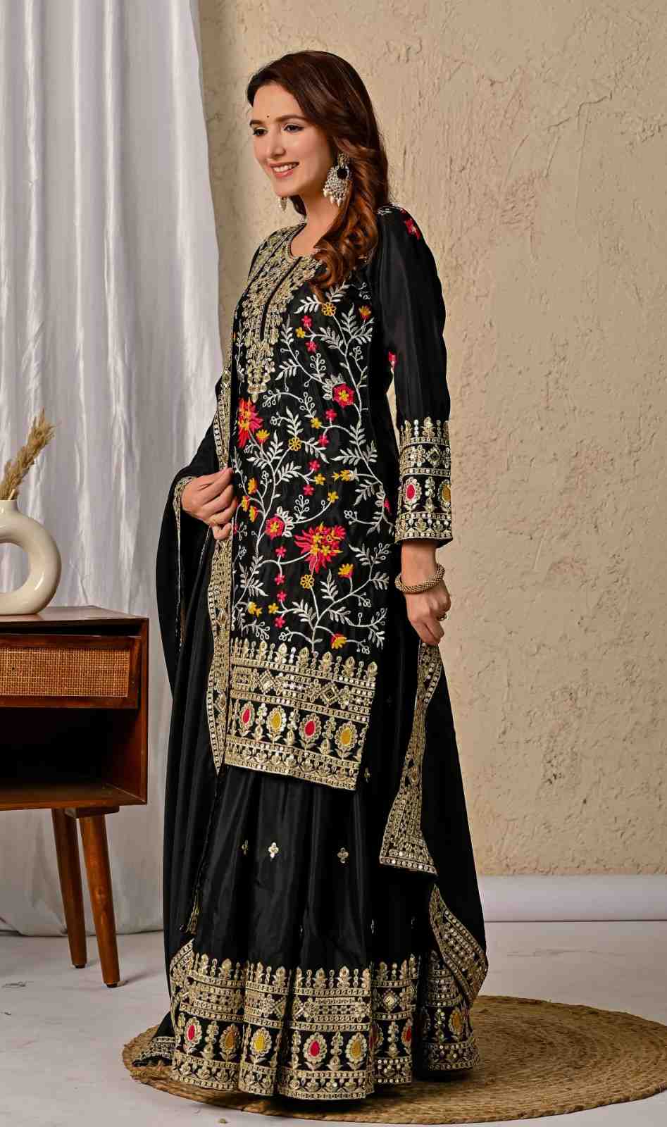 Designer Embroidered Sharara Set with Dupatta for Women