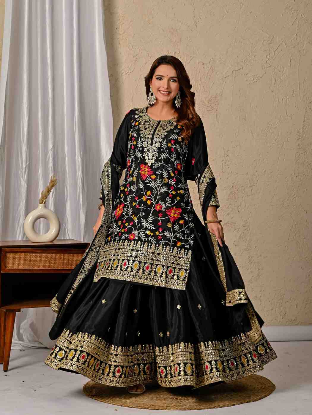 Designer Embroidered Sharara Set with Dupatta for Women