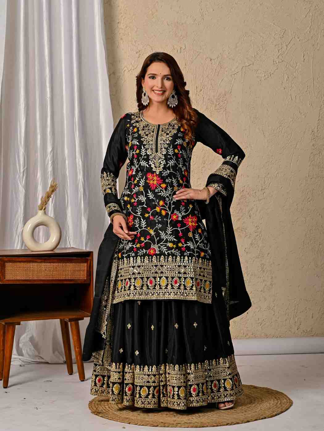 Designer Embroidered Sharara Set with Dupatta for Women