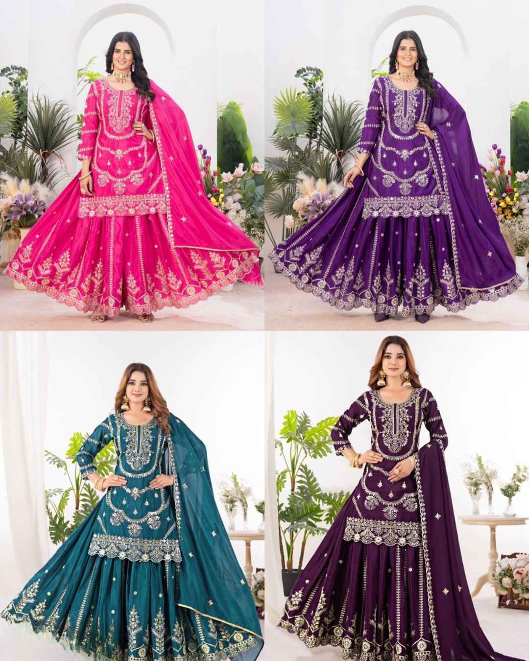 Designer Embroidered Sharara Suit Set for Women