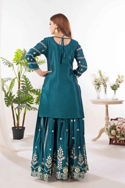 Designer Embroidered Sharara Suit Set for Women