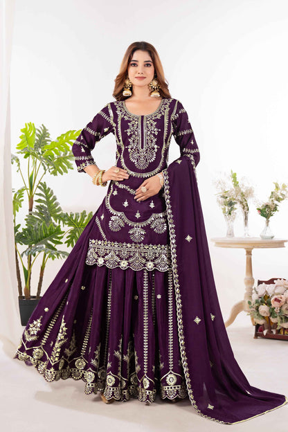 Designer Embroidered Sharara Suit Set for Women