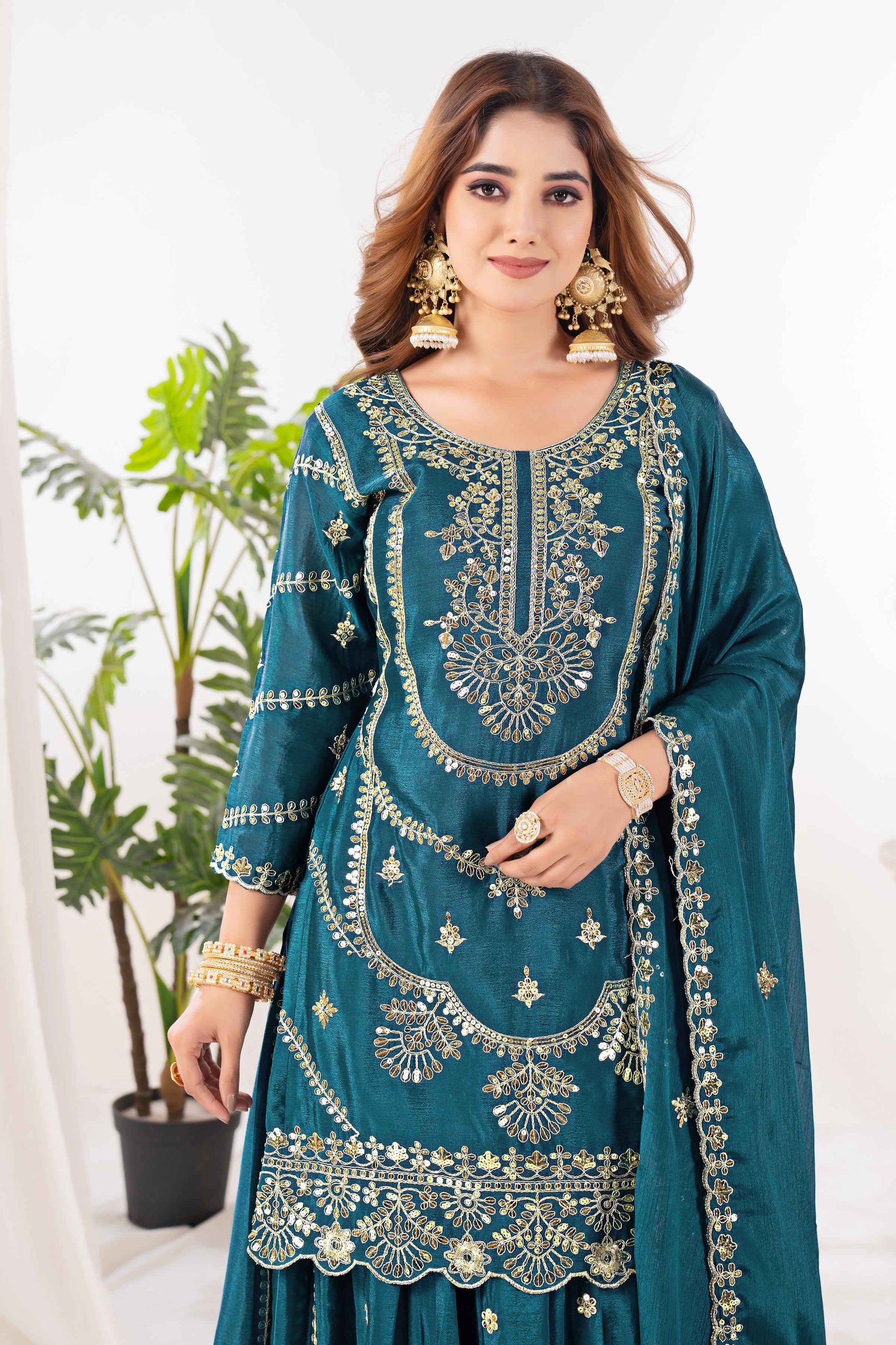 Designer Embroidered Sharara Suit Set for Women