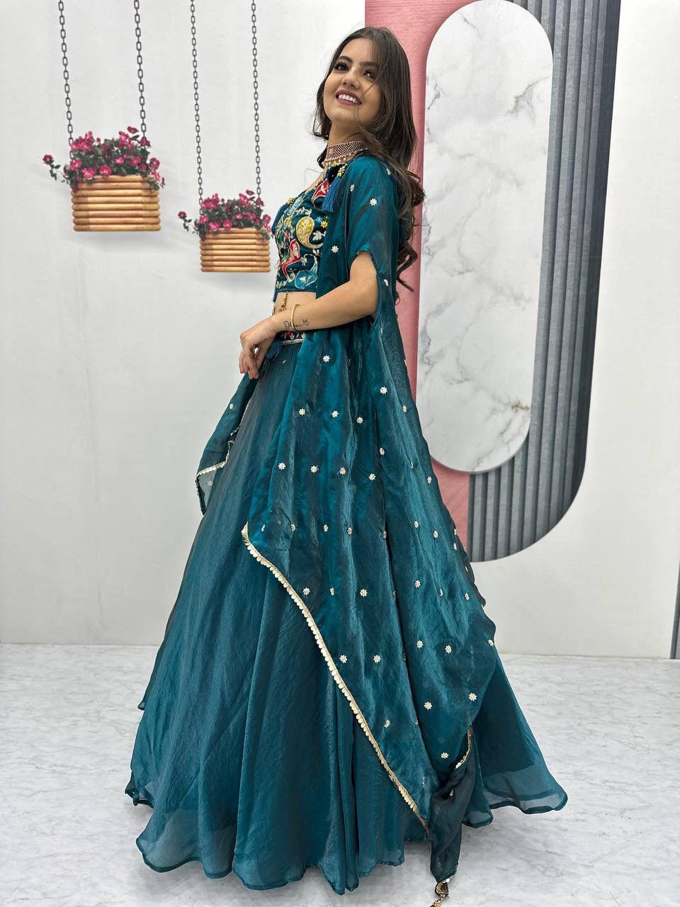 Designer Fendy Lehenga Choli with Embroidery and Shrug Dupatta