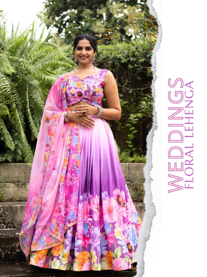 Designer Floral Lehenga for Wedding Function