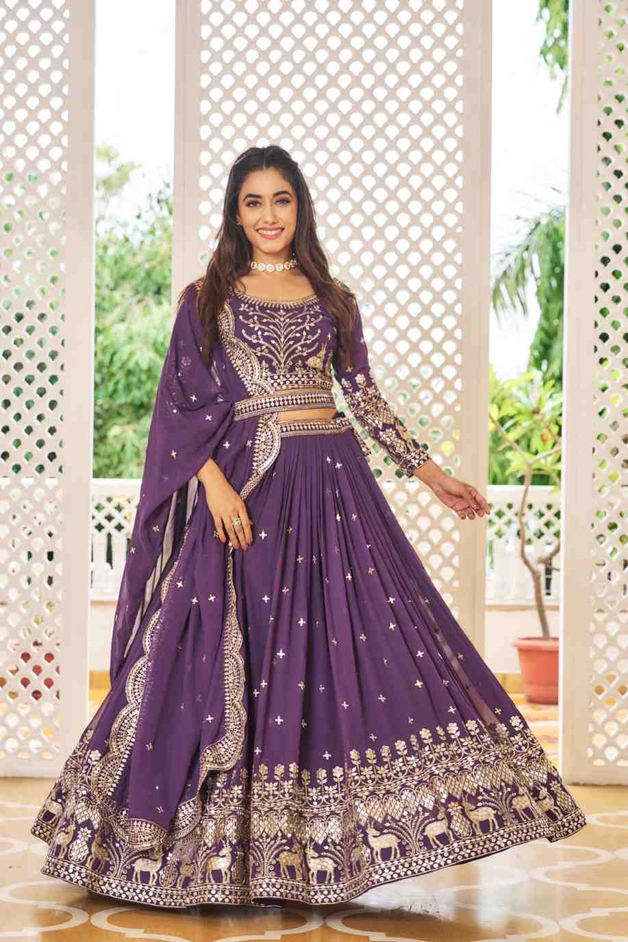 Designer Fox Georgette Embroidered Lehenga Choli Set