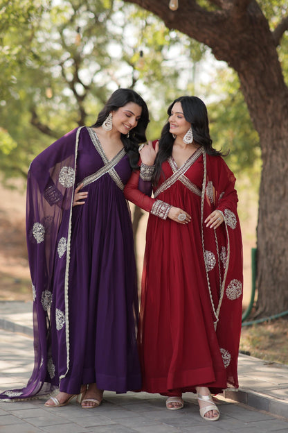 Designer Georgette Anarkali Gown Set