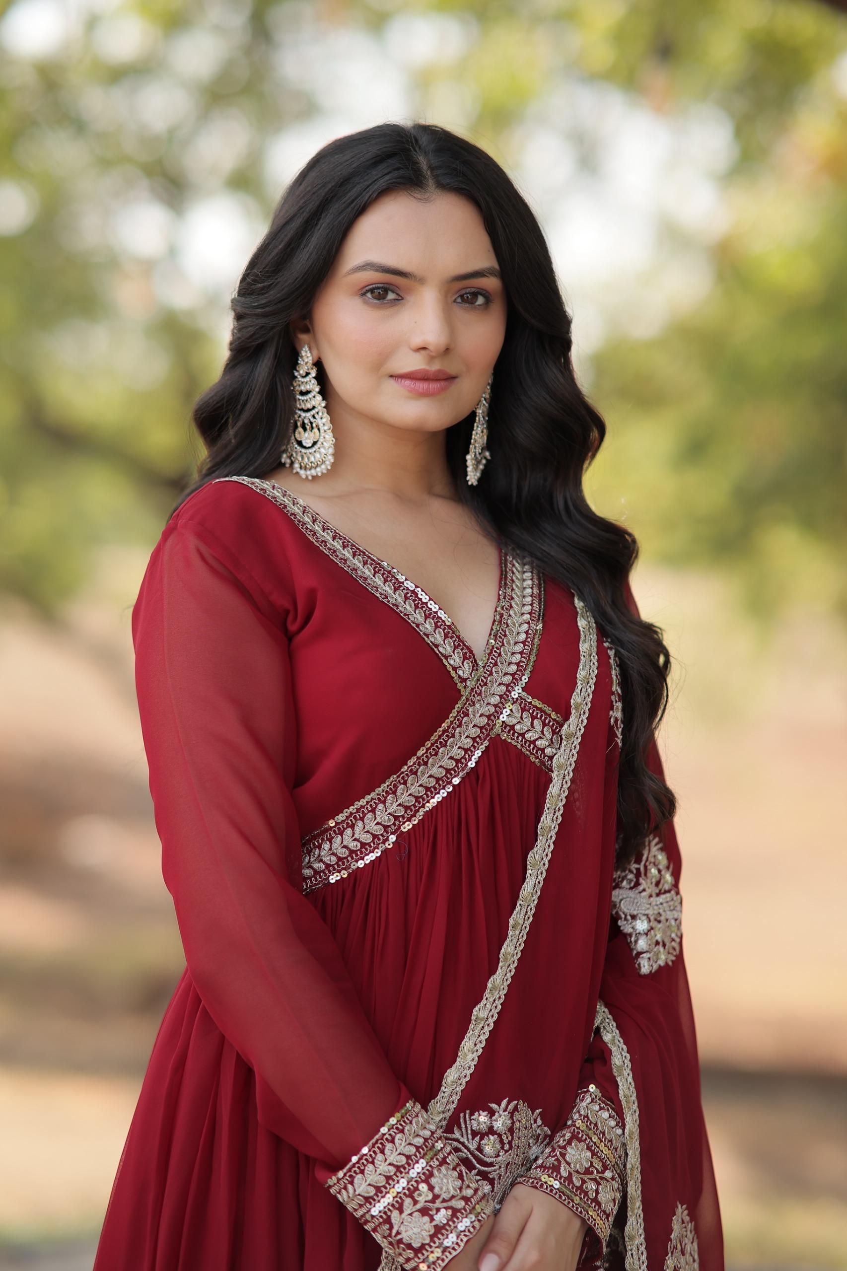 Designer Georgette Anarkali Gown Set