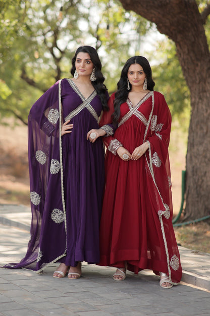 Designer Georgette Anarkali Gown Set