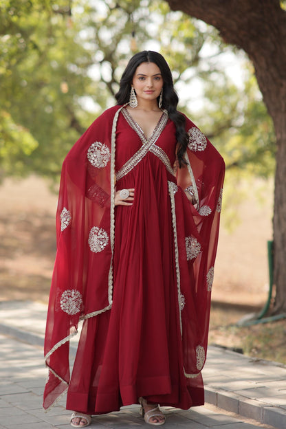 Designer Georgette Anarkali Gown Set