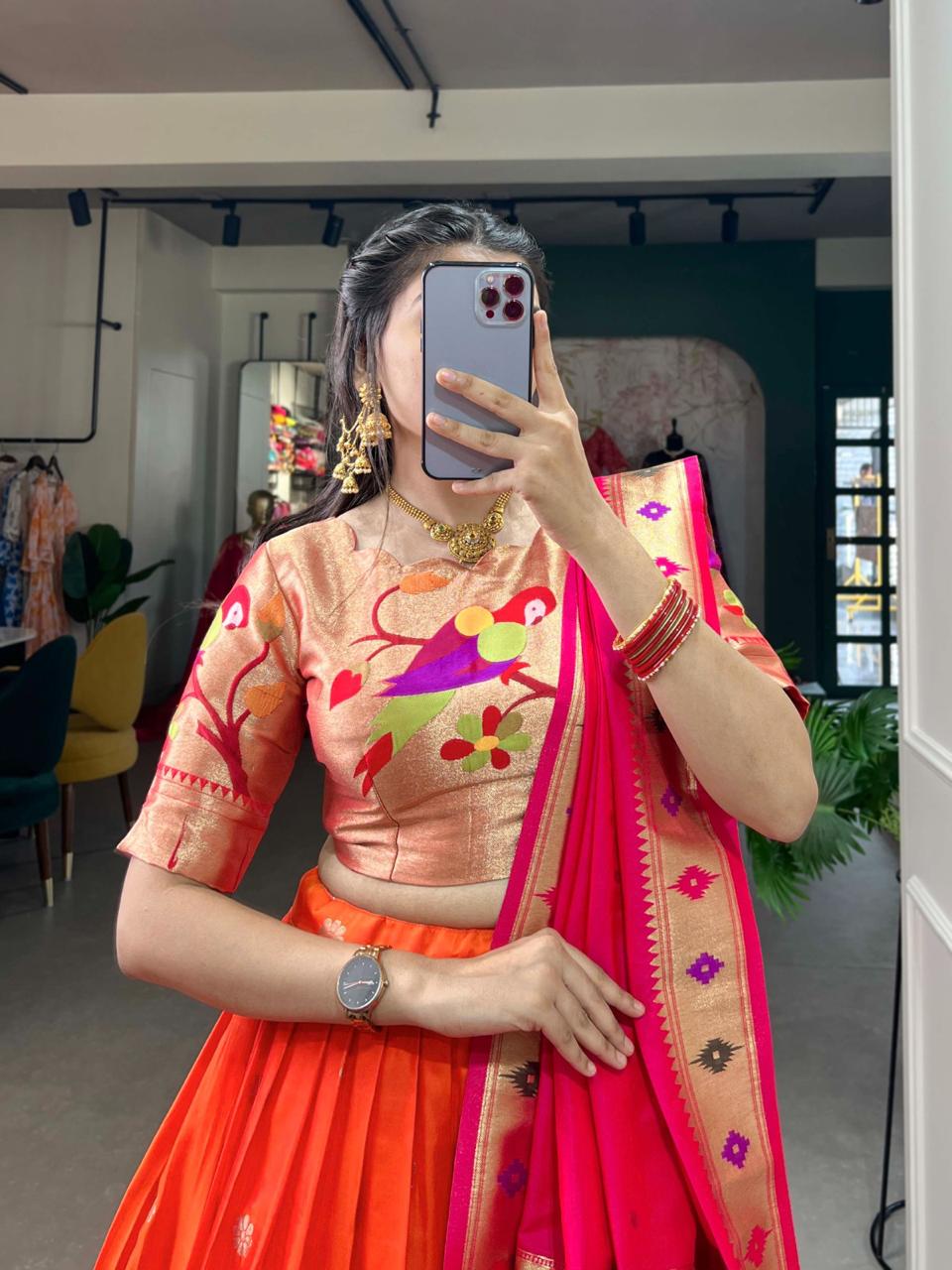 Designer Jacquard Silk Paithani Lehenga Choli with Dupatta