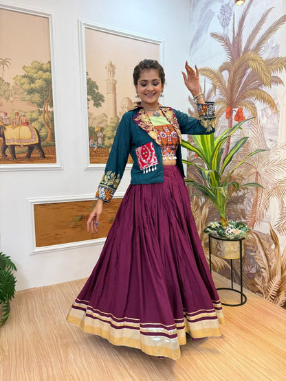 Designer Lehenga Choli with Embroidered Koti for Festive Wear