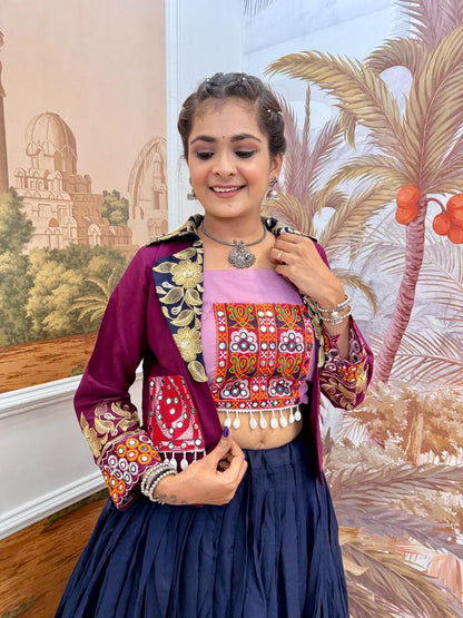 Designer Lehenga Choli with Embroidered Koti for Festive Wear