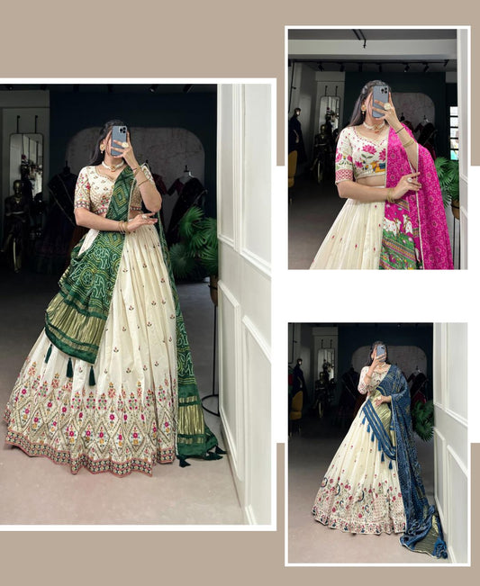 Designer Lotus Peacock Printed Lehenga Set